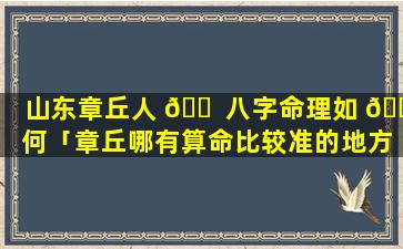 山东章丘人 🐠 八字命理如 🐝 何「章丘哪有算命比较准的地方」